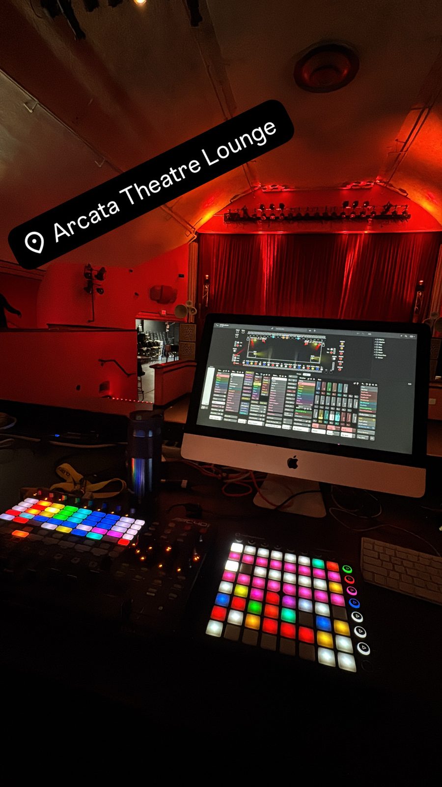 Colorful launchpad and lighting controller detail at the Arcata Theatre Lounge